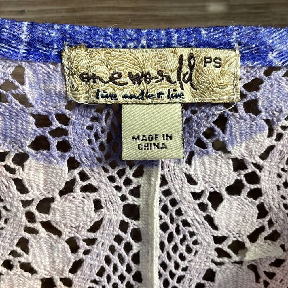 One World Ladies Sheer Blouse , Size Petite Small, Multicolor - Picture 4 of 7
